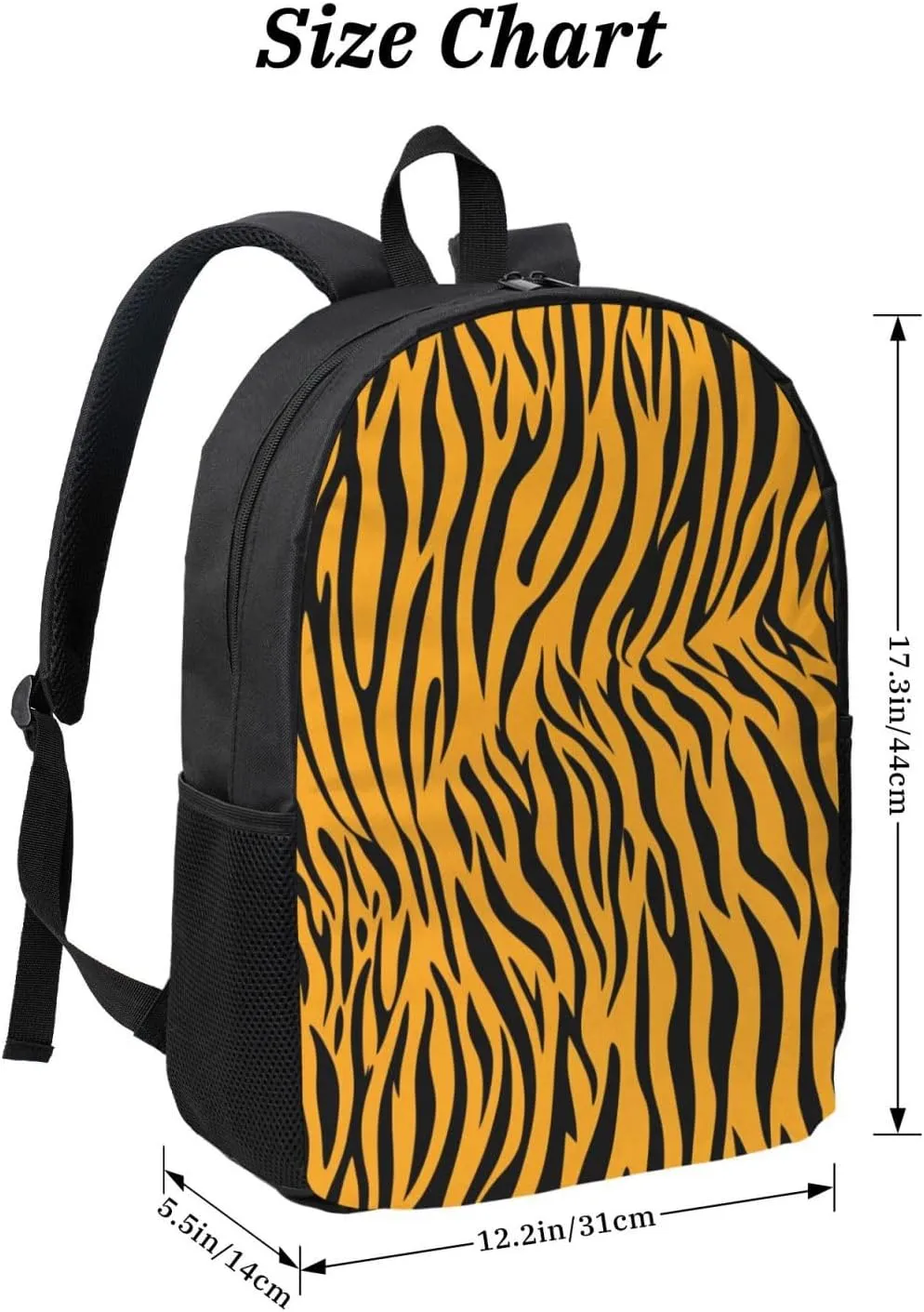 17 Inch Oxford Fabric Backpack with Multiple Pockets, Compatible with Animal Print Tiger Stripe Spacious for Daily Business Outdoor Activities
