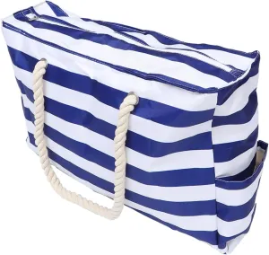 1Pc Extra Large Beach Bag for Women Stylish Canvas Beach Tote with Outside Pockets for Easy Access for Shopping Gym and Summer Outings Blue
