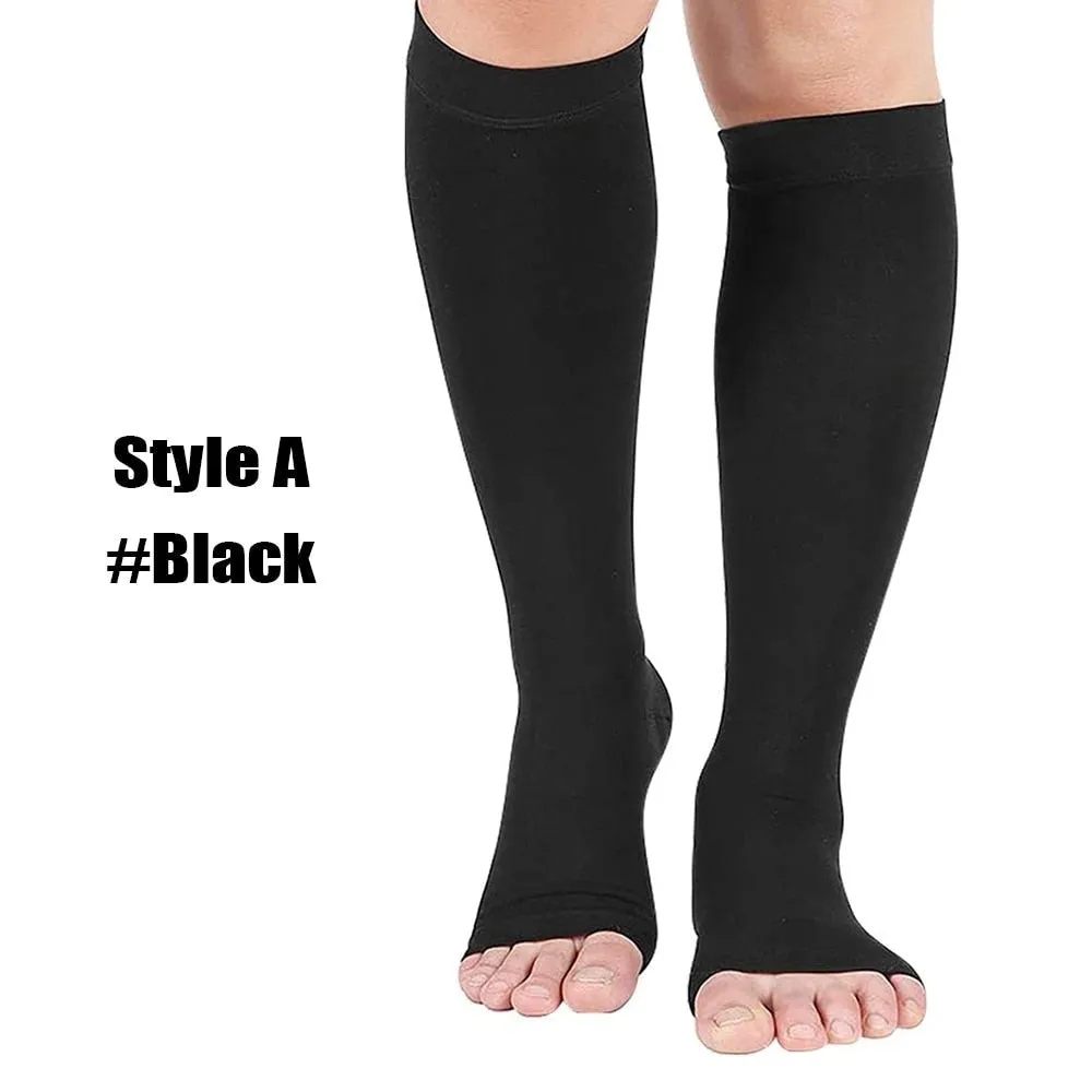 2 Pcs Calf Compression Knee High Open Toe Stockings for Pregnancy, Varicose Veins