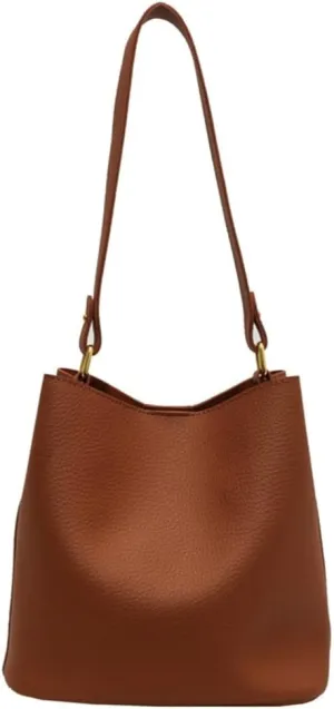2pcs Cute Vegan Leather Shoulder Bags for Women - Stylish Hobo Crossbody Handbag & Clutch Purse Set(Brown)