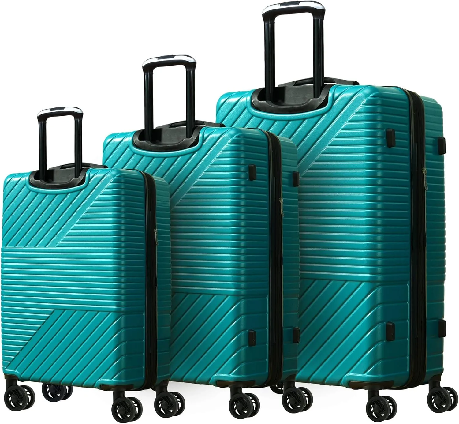3-Piece Hardshell Luggage Set for Travel, Lightweight and Spacious, Easy to Maneuver with Double Spinner Wheels, Green