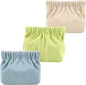3pcs Corduroy Elastic Hair Tie Organizer, Portable Travel Mini Storage Bag Makeup Pouch Corduroy Popper Organizer for Women Girls Travel And Home Storage (Milk White, Fresh Green, Sky Blue)