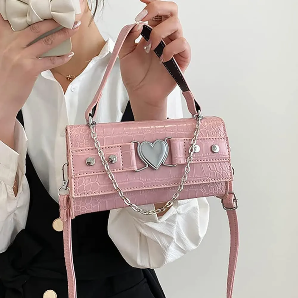 90s Trendy Purse Y2K Aesthetic Small Clutch Cute Hobo Mini Handbag with Crossbody Strap Gothic Punk Alt Egirl Grunge Bag
