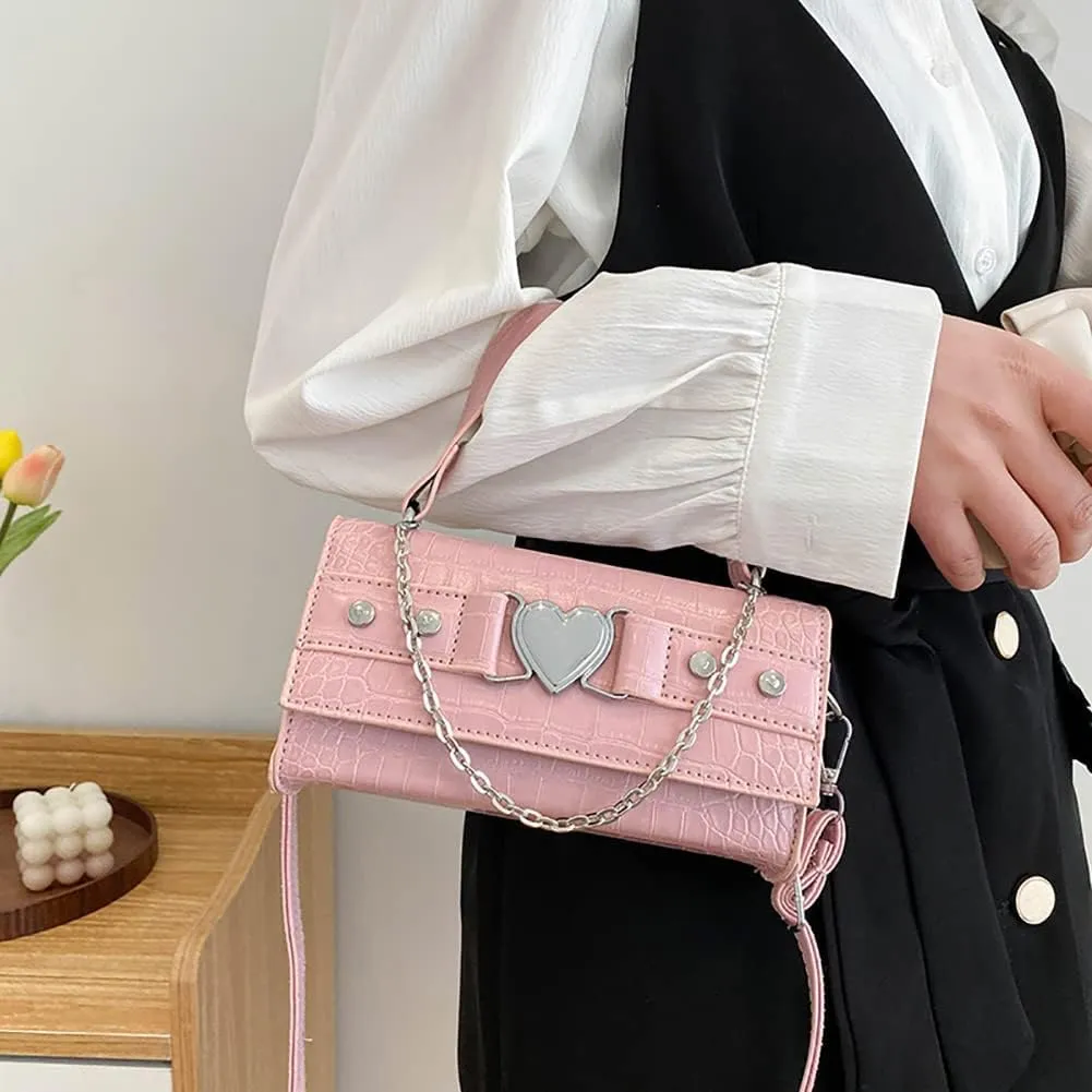 90s Trendy Purse Y2K Aesthetic Small Clutch Cute Hobo Mini Handbag with Crossbody Strap Gothic Punk Alt Egirl Grunge Bag