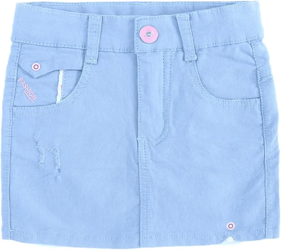 ABALACOCO 2Pack Girls Jeans Skirt Mini Denim Skirt Skorts Set Kids Toddler,Stretchy Waist Soft Cotton No Rough Skort 3-14T