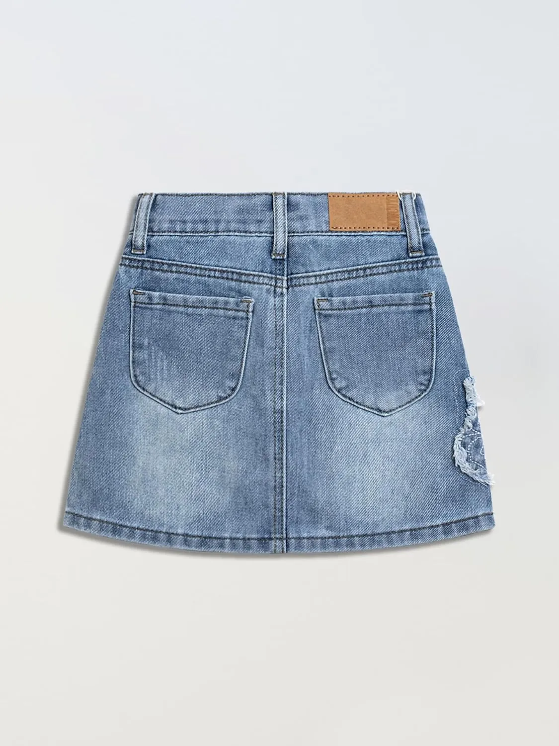 ABALACOCO 2Pack Girls Jeans Skirt Mini Denim Skirt Skorts Set Kids Toddler,Stretchy Waist Soft Cotton No Rough Skort 3-14T