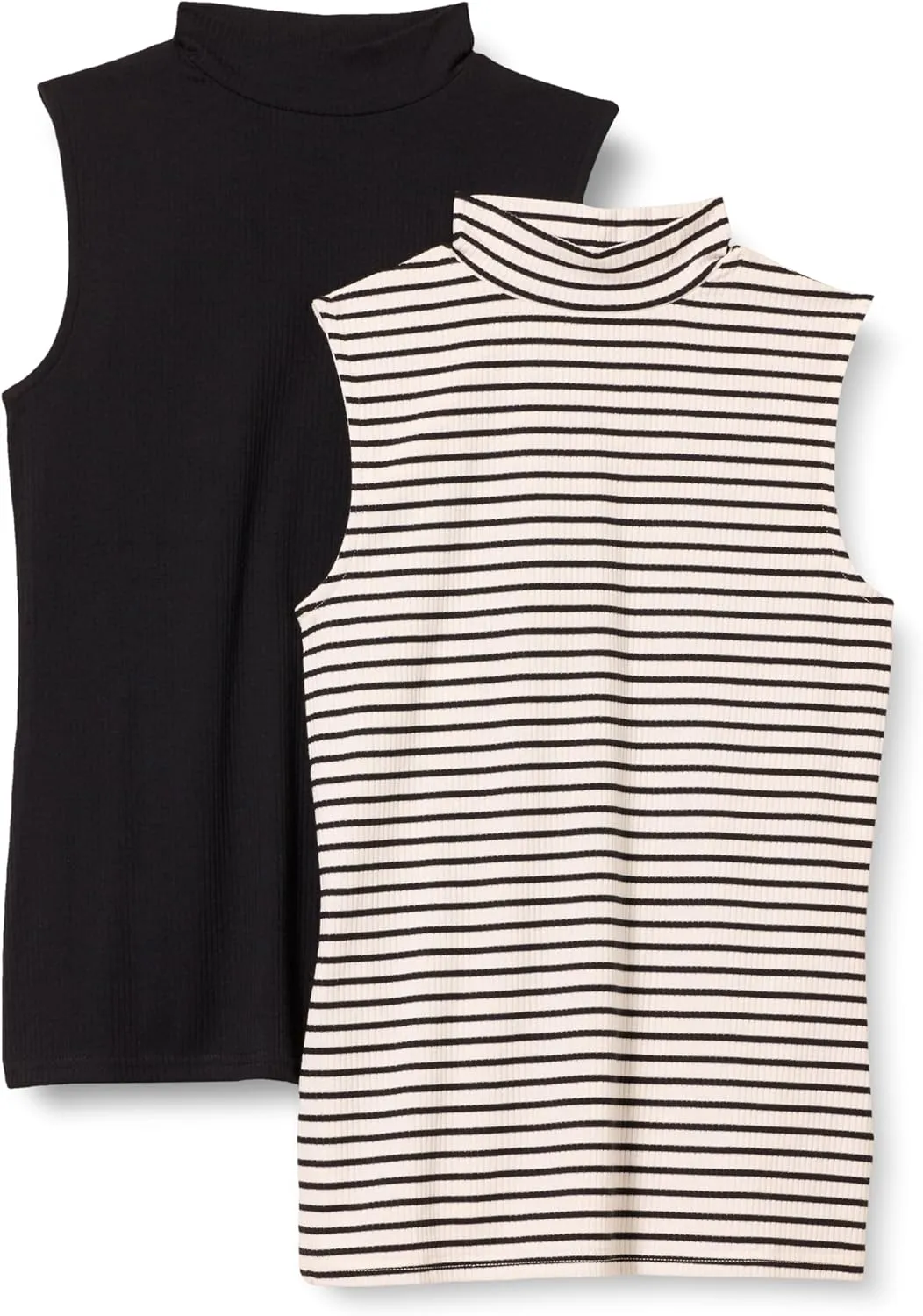 Amazon Essentials Women's Mock-Neck Slim-Fit Rib-Knit Sleeveless Top, Pack of 2
