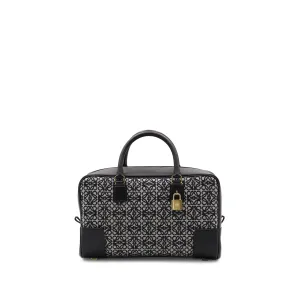 Amazona 28 Bag in Anagram Jacquard and Calfskin in Navy