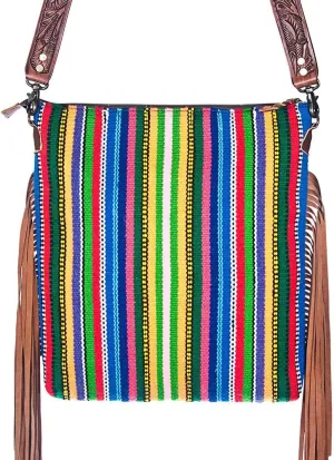 American Darling Cross Body Vintage Bag Large Leather Fringe Crossbody Purse Western Handbags Quilted Saddle Blanket Cowhide Stylish Handmade Shoulder Handbag Hand Carved Strap (ADBGZ109R)