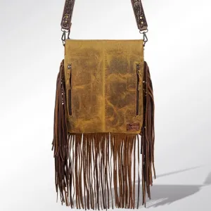 American Darling Large Crossbody Hand Carved Leather Fringe Purse for Women Western Handbags Purses Clutch Shoulder Bags (ADBGS192BRWBR)