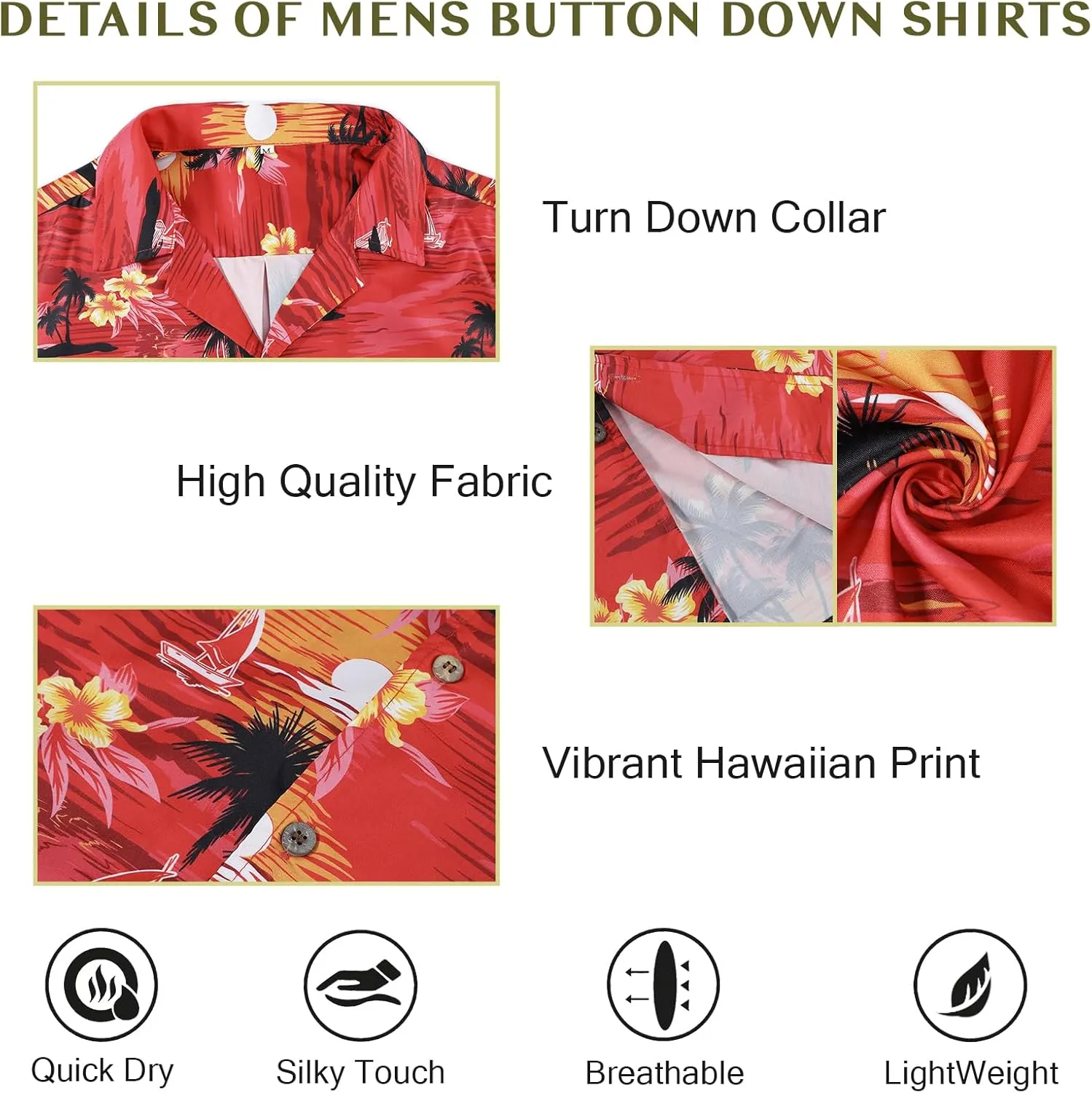 American Trends Hawaiian Shirt for Men Short Sleeve Tropical Beach Shirts Mens Casual Button Down Summer Vacation Wear