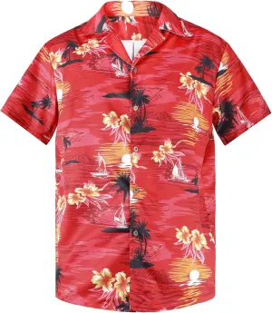 American Trends Hawaiian Shirt for Men Short Sleeve Tropical Beach Shirts Mens Casual Button Down Summer Vacation Wear