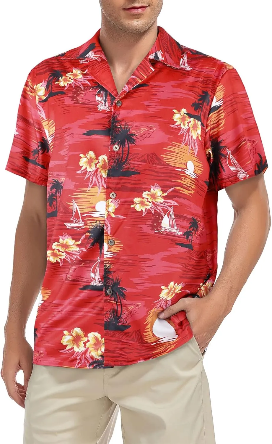 American Trends Hawaiian Shirt for Men Short Sleeve Tropical Beach Shirts Mens Casual Button Down Summer Vacation Wear