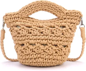Ayliss Straw Crossbody Bags for Women Straw Beach Bag Tote Shoulder Top Handle Satchel Clutch Purse for Summer Beach