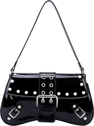 Ayliss Women's Shoulder Bag Small Purse Y2K Handbag Rivet Punk Hobo Purse with Buckle Top Handle Clutch Trendy Bag Club