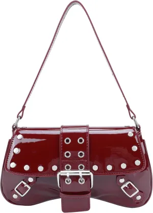 Ayliss Women's Shoulder Bag Small Purse Y2K Handbag Rivet Punk Hobo Purse with Buckle Top Handle Clutch Trendy Bag Club