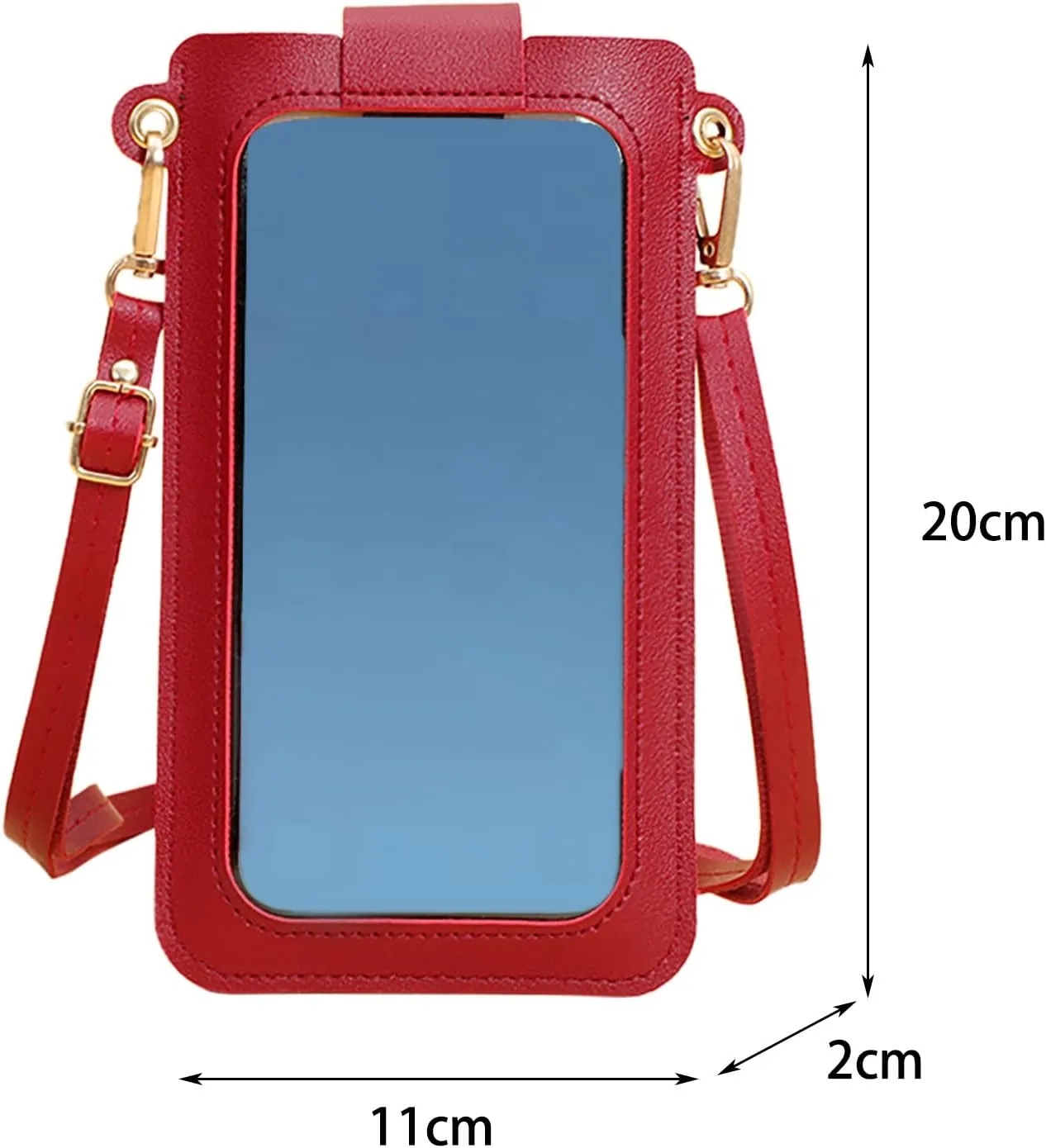 Bags for Women Women Artificial Leather Solid Color Hasp Transparent Operation Ccreen Phone Bag Shoulder Bag