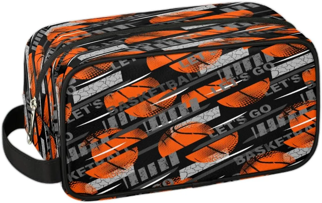Bardic Basketball Sports Travel Toiletry Bag for Boys Men, Waterproof Hanging Dopp Kit for Women, Shaving Bag with Large Capacity for Travel,Sports Shower