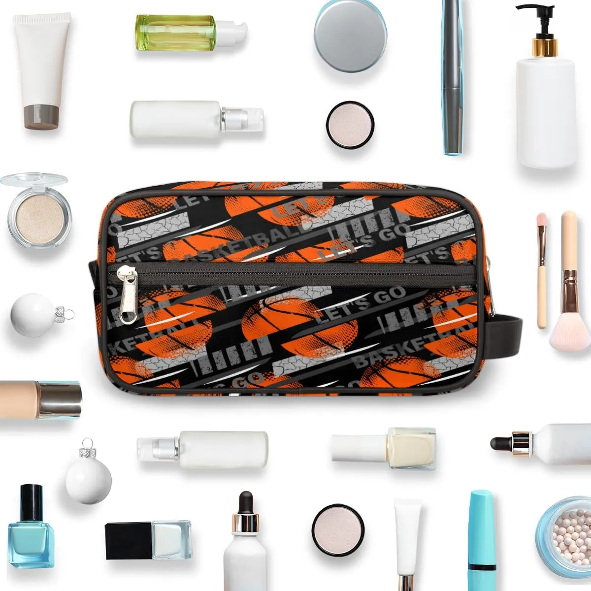 Bardic Basketball Sports Travel Toiletry Bag for Boys Men, Waterproof Hanging Dopp Kit for Women, Shaving Bag with Large Capacity for Travel,Sports Shower