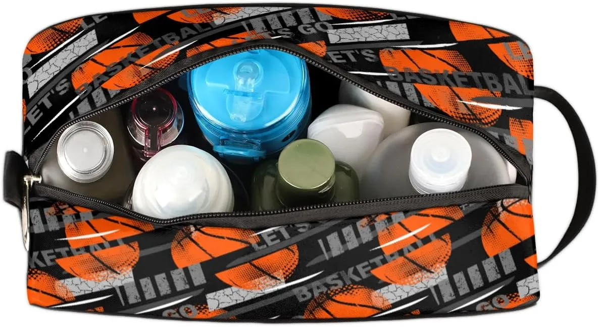 Bardic Basketball Sports Travel Toiletry Bag for Boys Men, Waterproof Hanging Dopp Kit for Women, Shaving Bag with Large Capacity for Travel,Sports Shower
