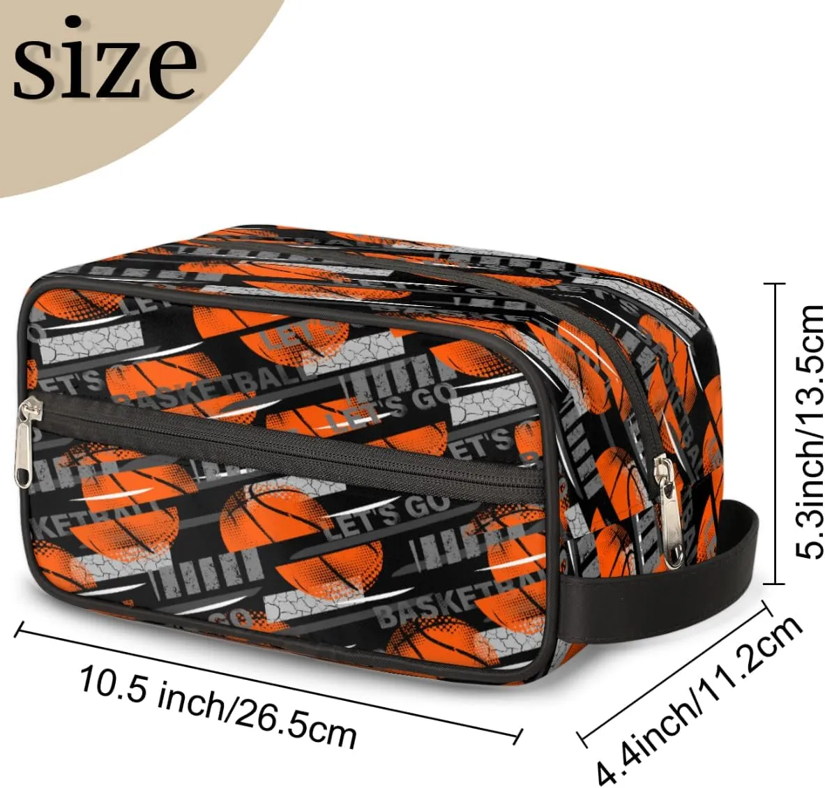 Bardic Basketball Sports Travel Toiletry Bag for Boys Men, Waterproof Hanging Dopp Kit for Women, Shaving Bag with Large Capacity for Travel,Sports Shower