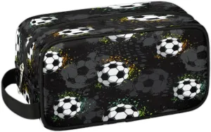 Bardic Travel Toiletry Bag for Boys Men, Black White Soccer Waterproof Hanging Dopp Kit for Teens, Shaving Bag with Large Capacity for Travel,Sports Shower