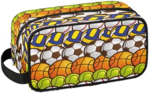 Bardic Travel Toiletry Bag for Boys Men, Waterproof Hanging Dopp Kit for Women, Shaving Bag with Large Capacity for Travel,Sports Shower (Basketball Soccer Volleyball)