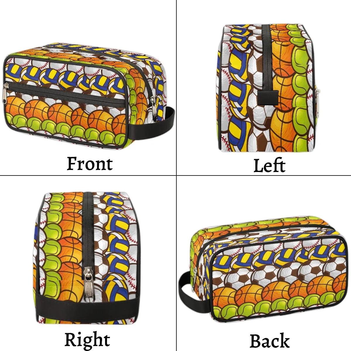 Bardic Travel Toiletry Bag for Boys Men, Waterproof Hanging Dopp Kit for Women, Shaving Bag with Large Capacity for Travel,Sports Shower (Basketball Soccer Volleyball)