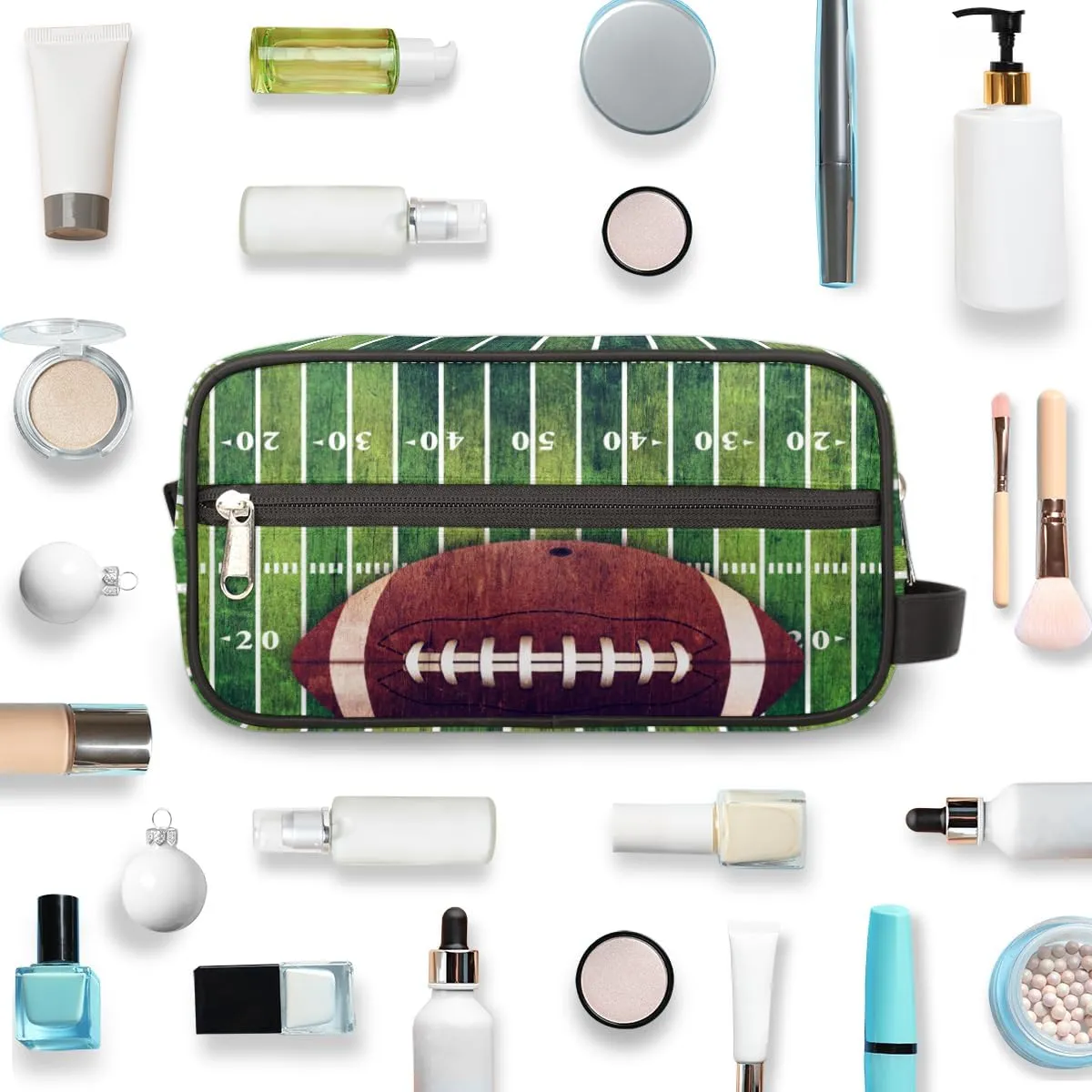 Bardic Travel Toiletry Bag for Boys Men, Waterproof Hanging Dopp Kit for Women, Shaving Bag with Large Capacity for Travel,Sports Shower (Football Field)