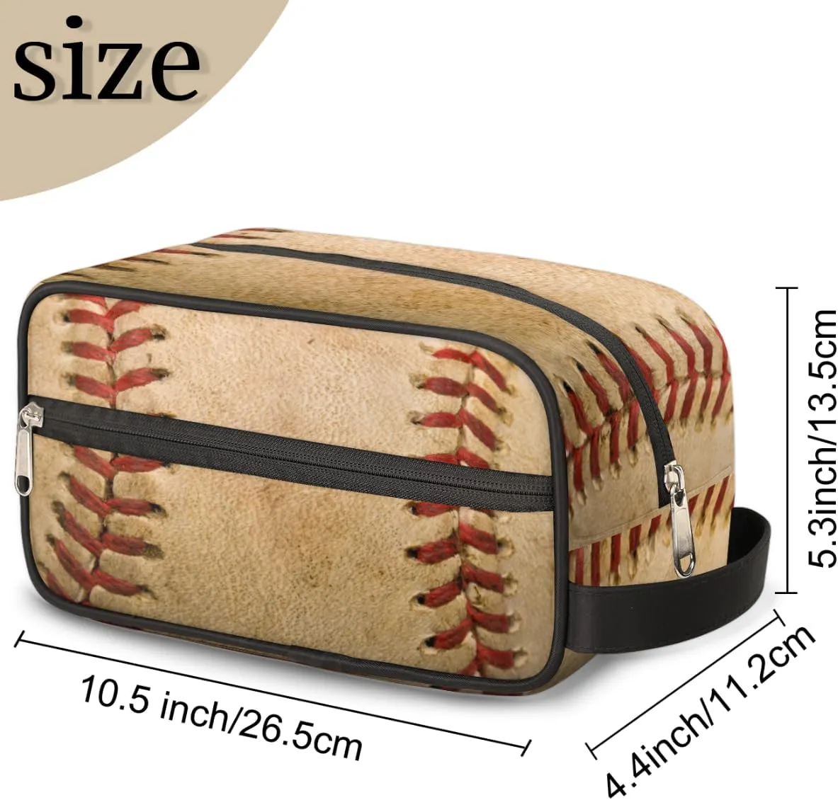 Baseball Retro Travel Toiletry Bag for Boys Men, Waterproof Hanging Dopp Kit for Women, Shaving Bag with Large Capacity for Travel,Sports Shower