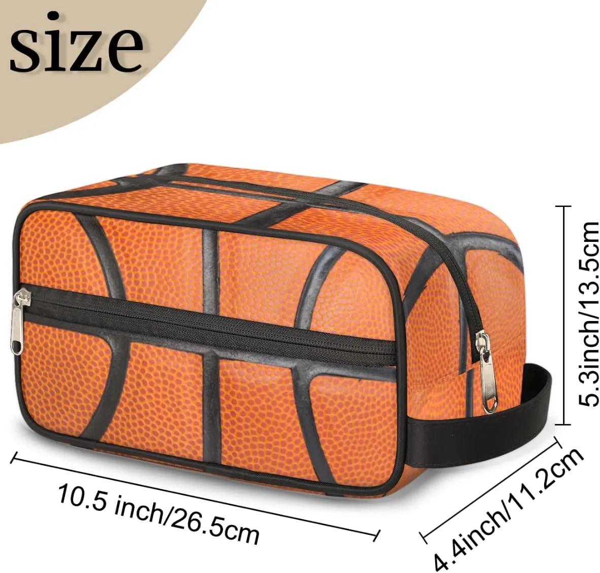 Basketball Travel Toiletry Bag for Boys Teens, Waterproof Hanging Dopp Kit for Women Men, Shaving Bag with Large Capacity for Travel,Sports Shower
