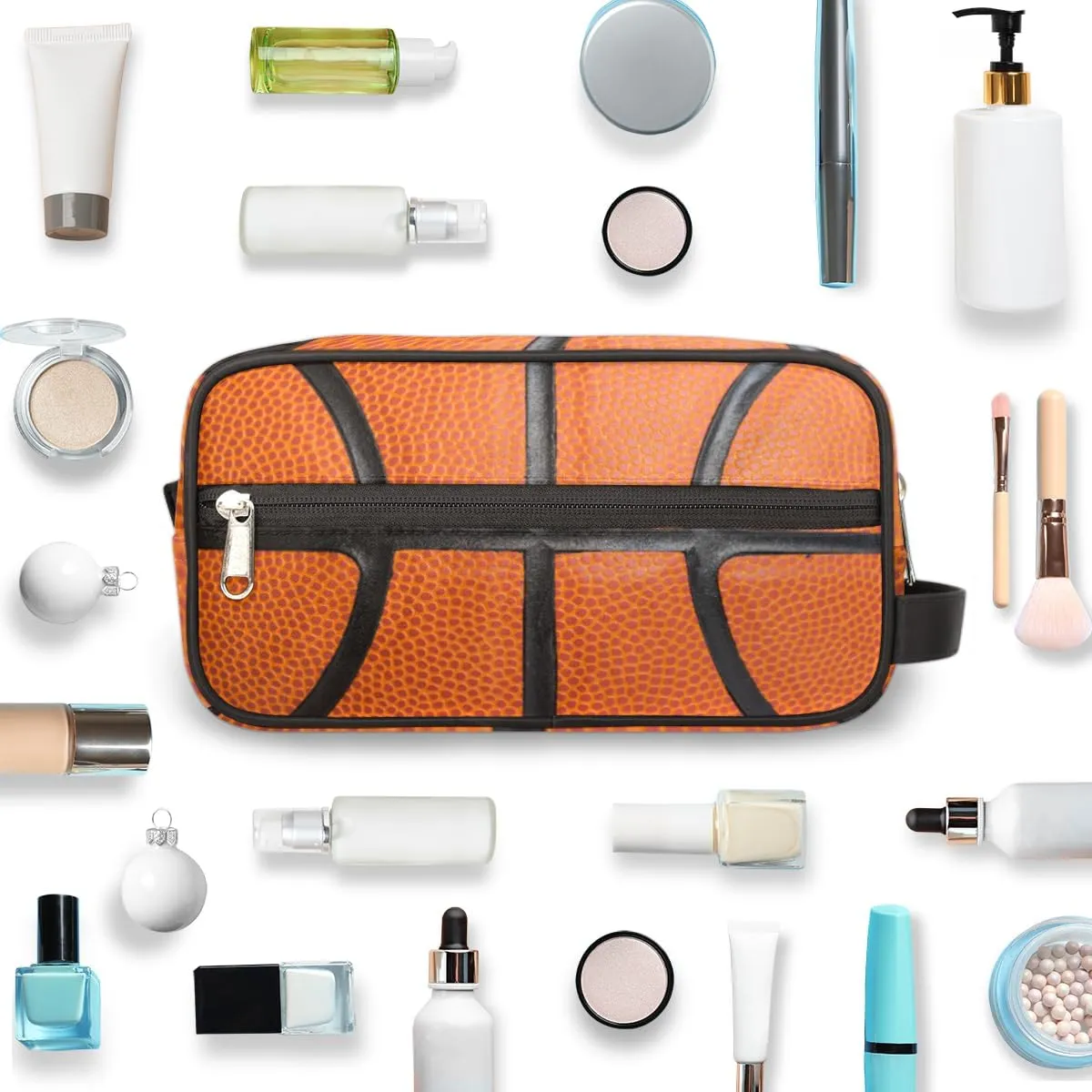 Basketball Travel Toiletry Bag for Boys Teens, Waterproof Hanging Dopp Kit for Women Men, Shaving Bag with Large Capacity for Travel,Sports Shower