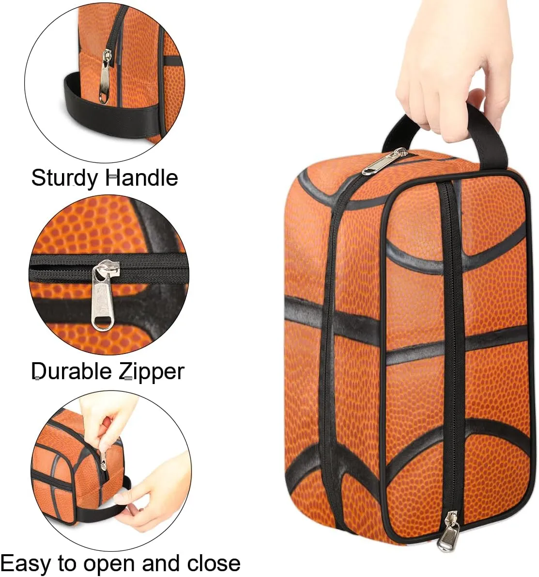 Basketball Travel Toiletry Bag for Boys Teens, Waterproof Hanging Dopp Kit for Women Men, Shaving Bag with Large Capacity for Travel,Sports Shower