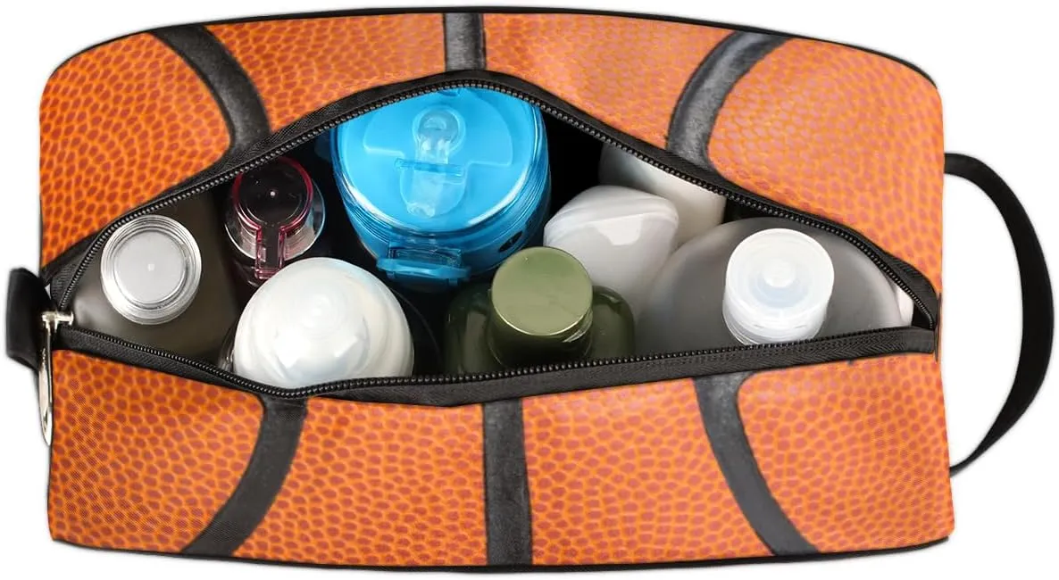Basketball Travel Toiletry Bag for Boys Teens, Waterproof Hanging Dopp Kit for Women Men, Shaving Bag with Large Capacity for Travel,Sports Shower