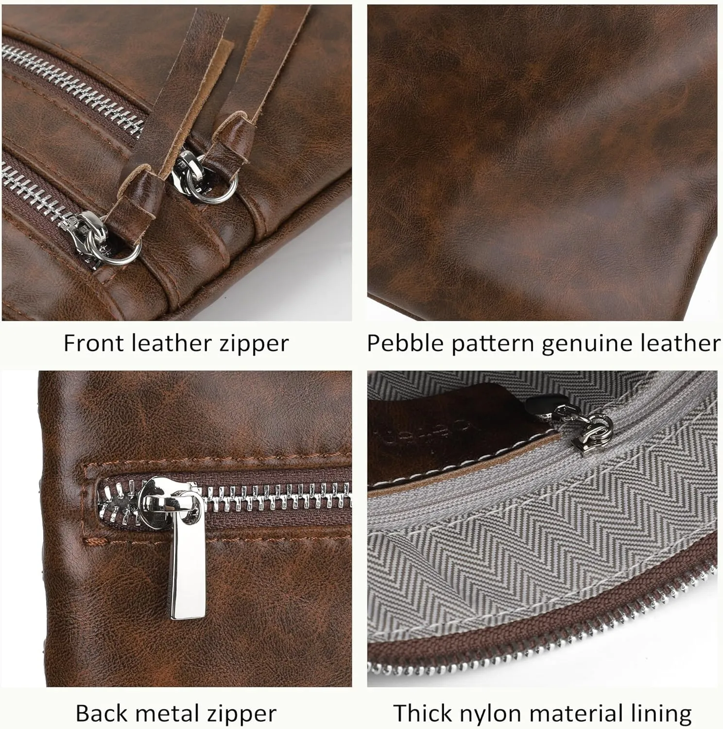 befen Small Genuine Leather Crossbody Purses for Women Trendy Travel Shoulder Handbags with Multiple Zipper Pockets
