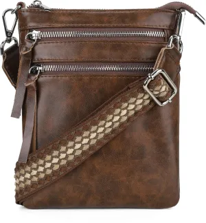 befen Small Genuine Leather Crossbody Purses for Women Trendy Travel Shoulder Handbags with Multiple Zipper Pockets