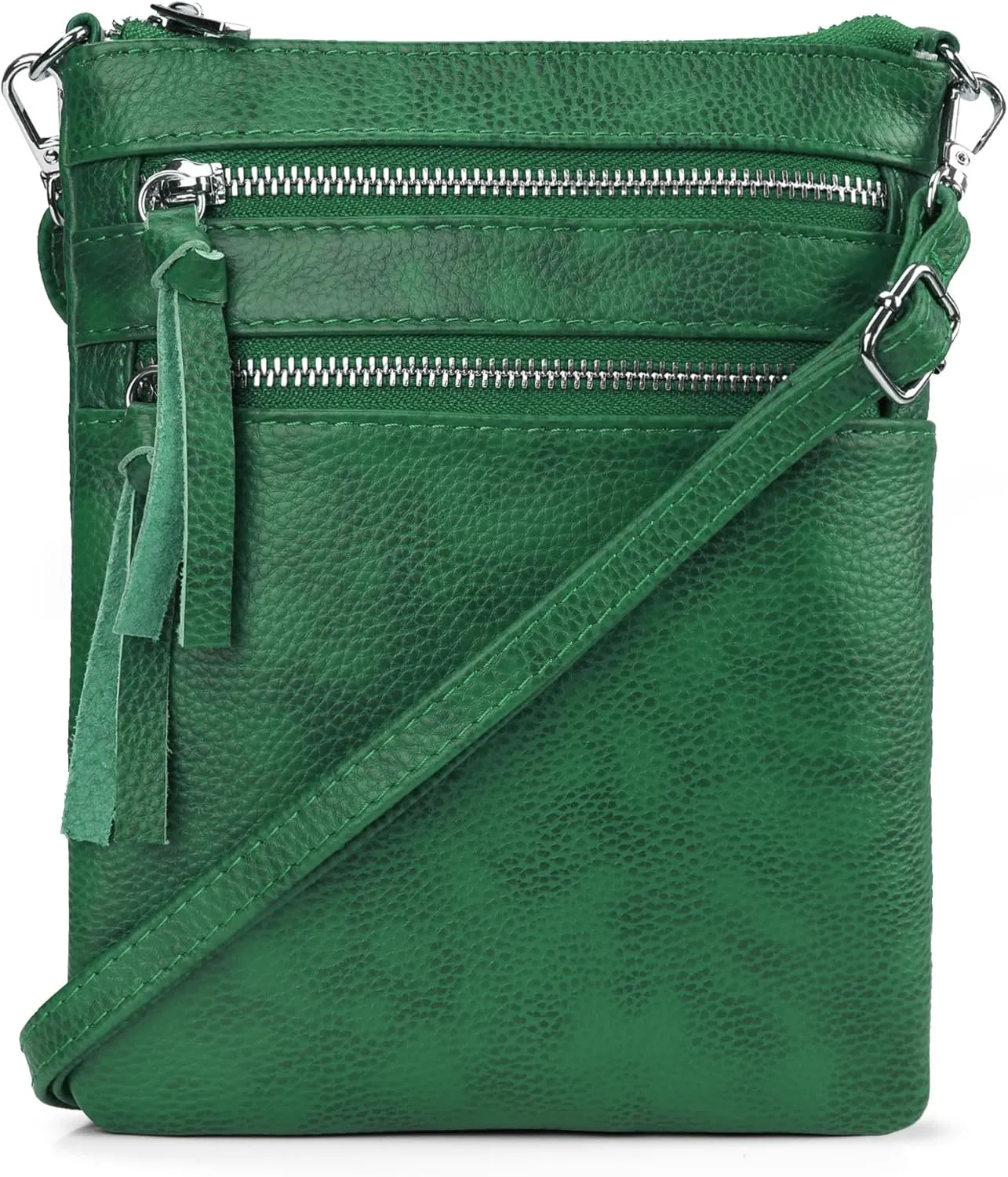 befen Small Genuine Leather Crossbody Purses for Women Trendy Travel Shoulder Handbags with Multiple Zipper Pockets
