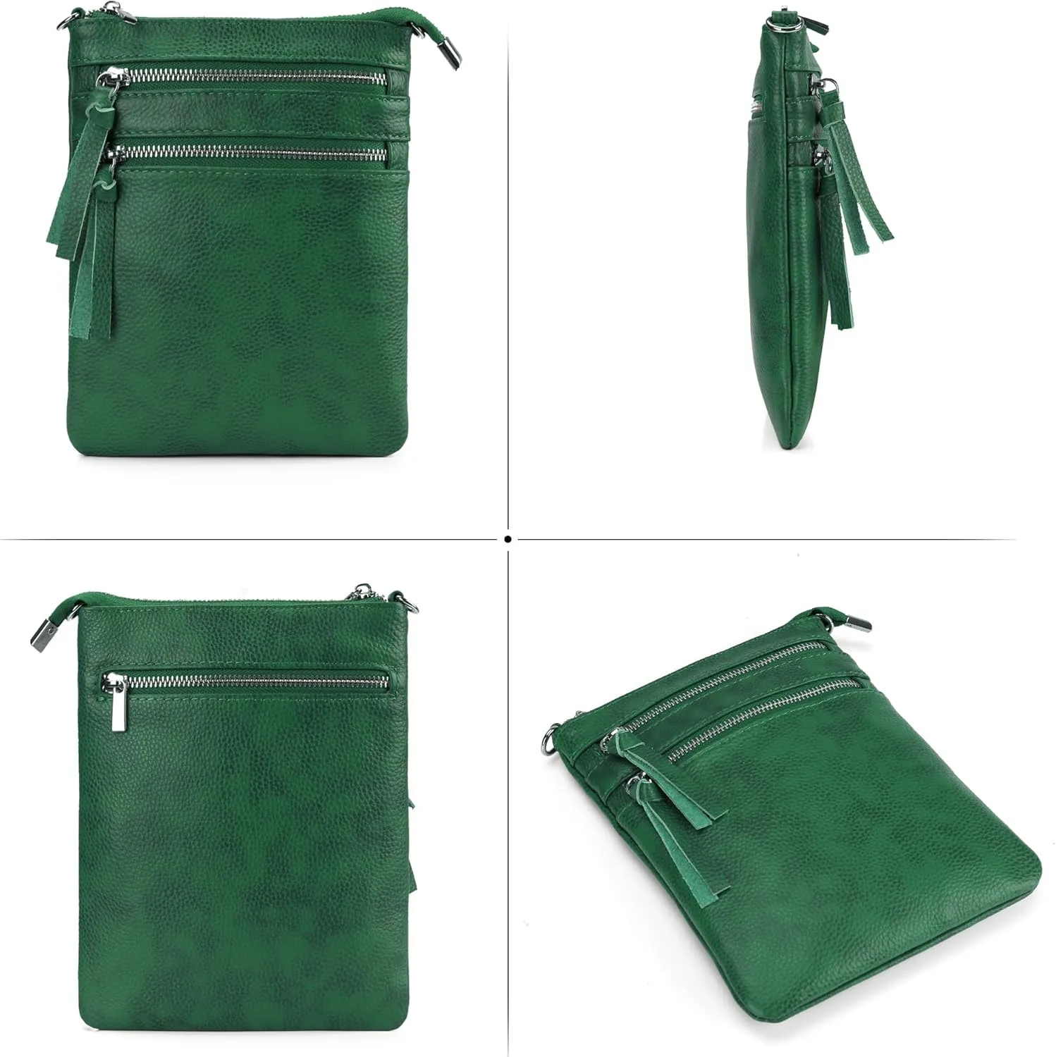 befen Small Genuine Leather Crossbody Purses for Women Trendy Travel Shoulder Handbags with Multiple Zipper Pockets