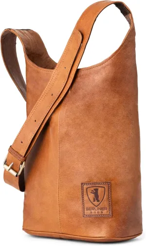 BERLINER BAGS Vintage Genuine Leather Handbag Emilia, Hobo Bag, Crossbody Bags for Women - Brown