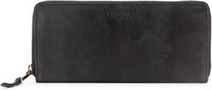 BERLINER BAGS Vintage Genuine Leather Wallet Palma, RFID Blocking Credit Card Holder, Slim Womens Wallet, Zip Around Wallet for 14 Cards, Bills, Coins, ID Window - Dark Grey