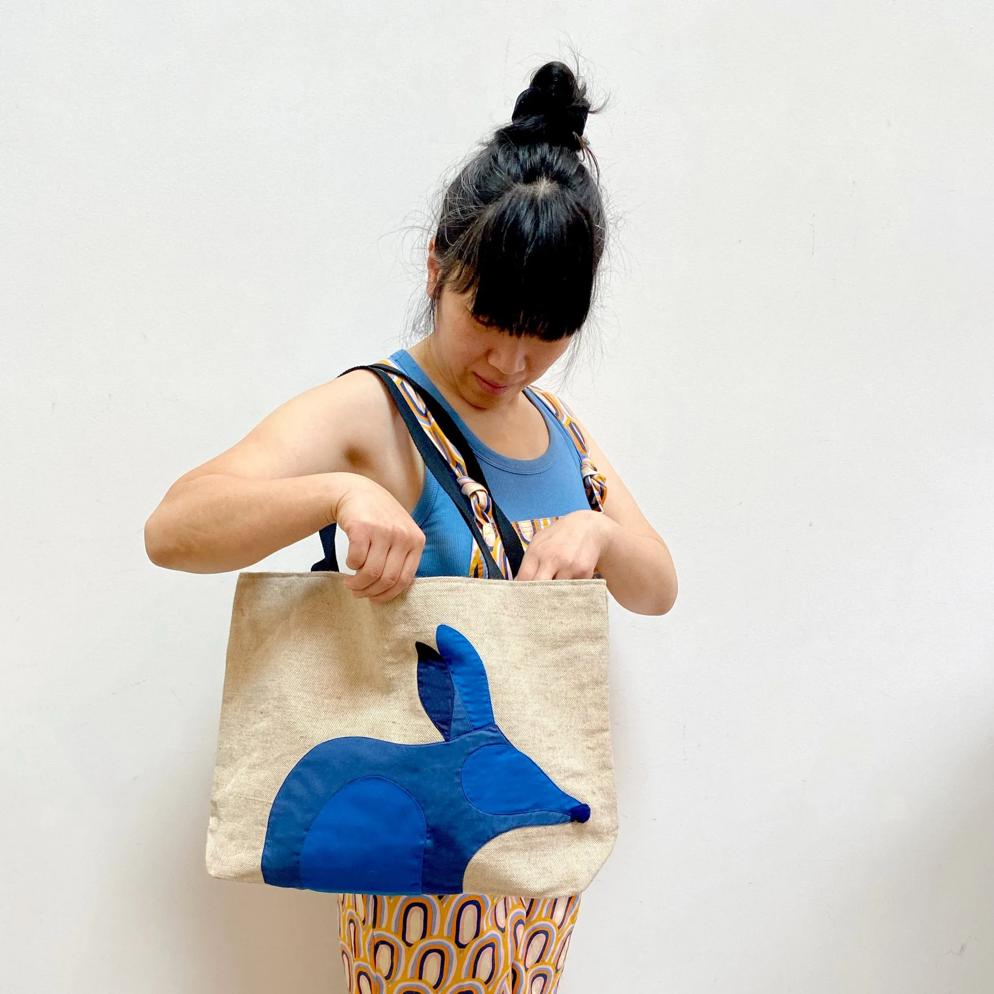 Bilby Jute Tote Bag in Navy Blue