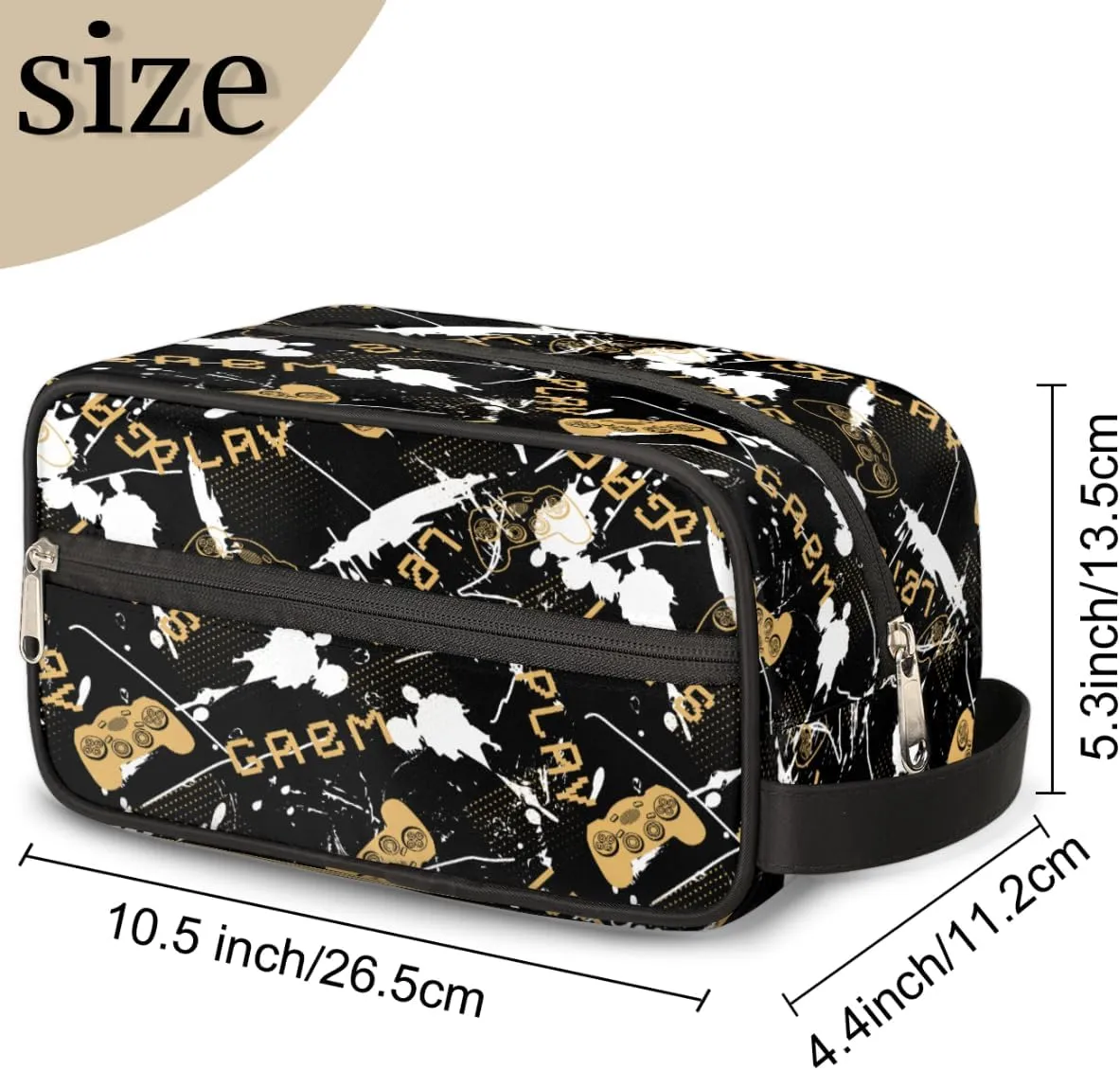 Black Game Joysticks Travel Toiletry Bag for Boys Teens, Waterproof Hanging Dopp Kit for Men, Shaving Bag with Large Capacity for Travel,Sports Shower