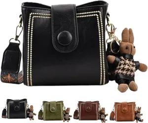 Bootara Bucket Bag, Bootara Women's Vintage Bunny Charm Bucket Bag, Spacious Travel Tote, with Cute Rabbit Pendant