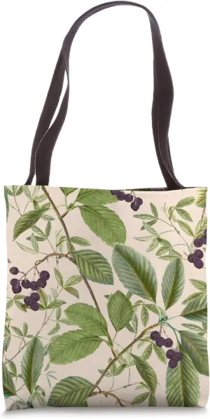 Botanical Berry and Leaf Pattern Lovers Tote Bag