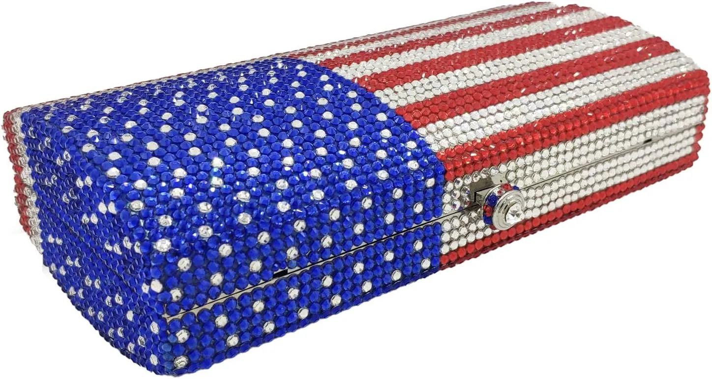 Boutique De FGG National Flag Crystal Clutch Purses for Women Formal Evening Bags Party Prom Rhinestones Clutch Bags,Mini