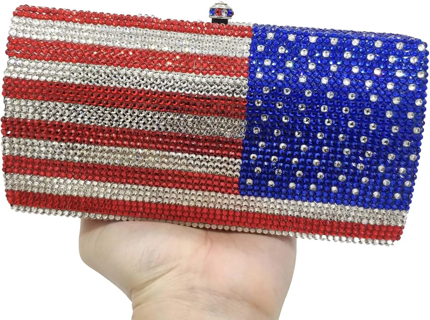 Boutique De FGG National Flag Crystal Clutch Purses for Women Formal Evening Bags Party Prom Rhinestones Clutch Bags,Mini