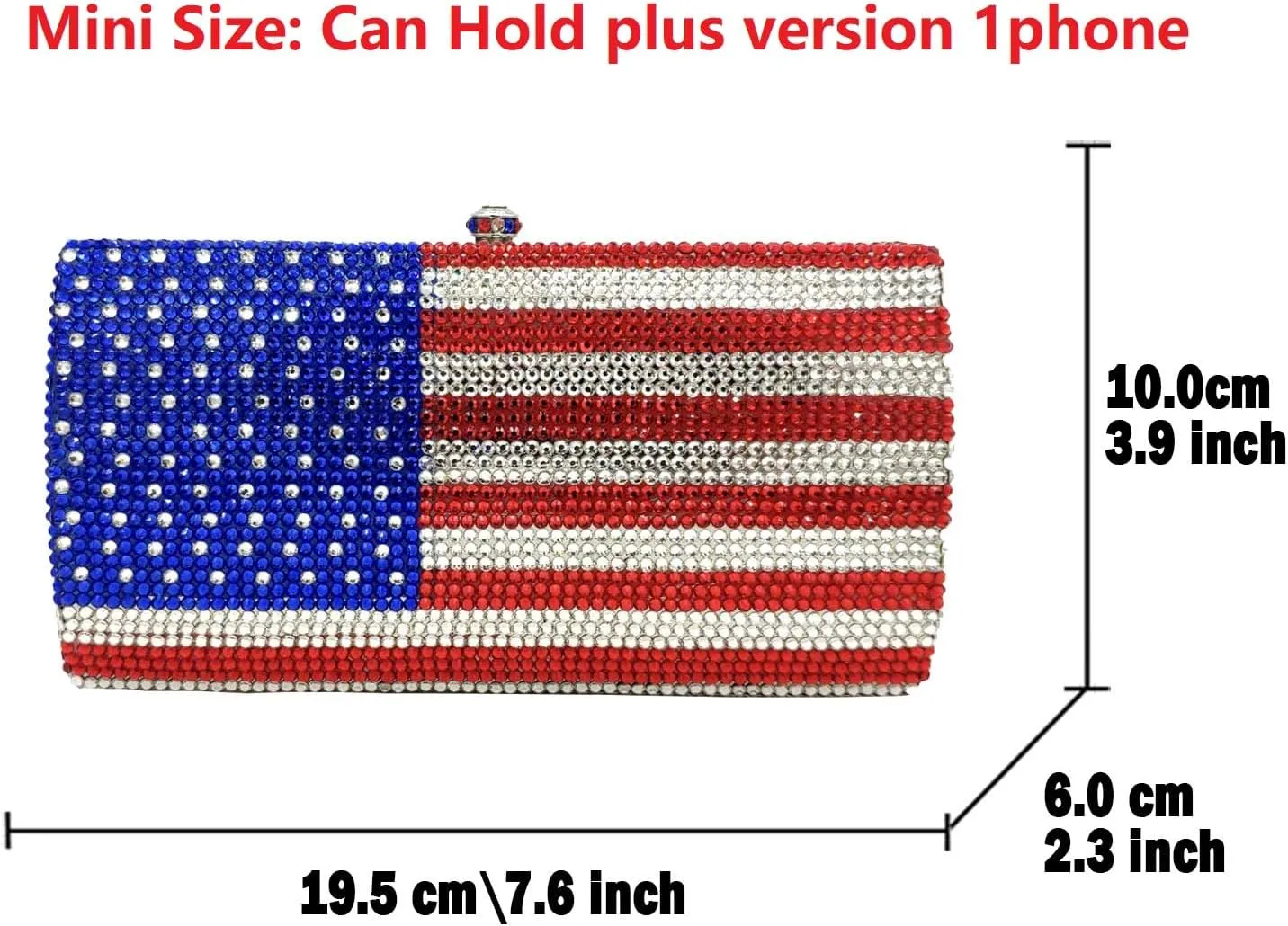 Boutique De FGG National Flag Crystal Clutch Purses for Women Formal Evening Bags Party Prom Rhinestones Clutch Bags,Mini