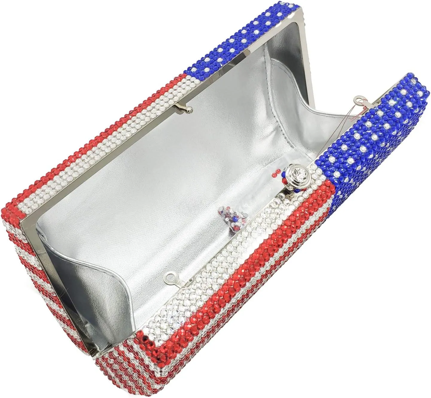 Boutique De FGG National Flag Crystal Clutch Purses for Women Formal Evening Bags Party Prom Rhinestones Clutch Bags,Mini
