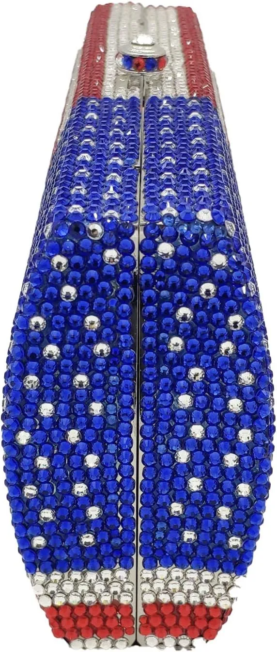 Boutique De FGG National Flag Crystal Clutch Purses for Women Formal Evening Bags Party Prom Rhinestones Clutch Bags,Mini