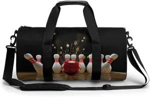 Bowling Ball Strikes Bowling Pins Gym Bag Workout Sports Bag Lightweight Tote Duffel Bag Travel Weekender Bag for Women Men